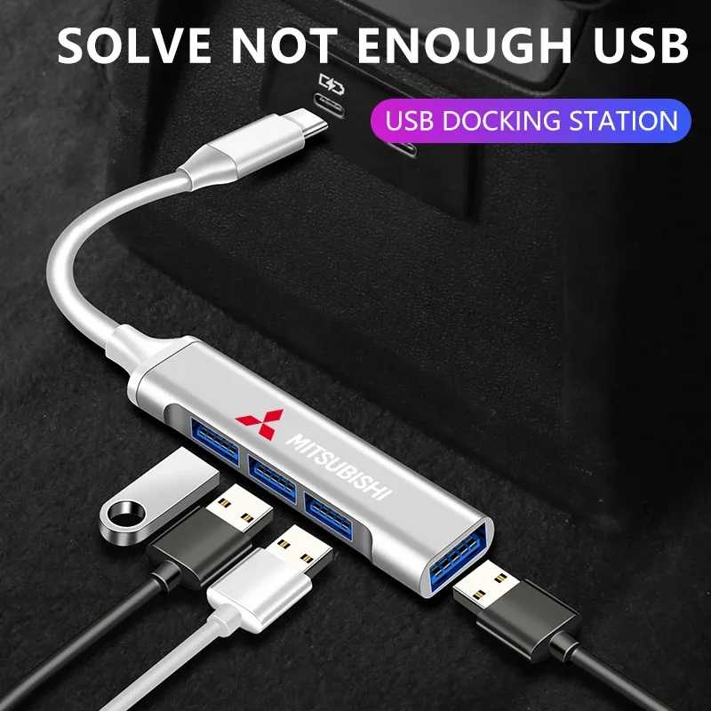 1 قطعة Type-C بدوره USB محول متعدد ميناء الموزع محور لميتسوبيشي باجيرو أوتلاندر XL مونتيرو لانسر تريتون l200 جالانت