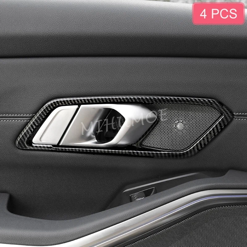 

Carbon Fiber Car Interior Door Handle Cover Surrounds Trims For 2020-2026 BMW 3 Series 320i 330i 2021 2022 2023 2024 2025