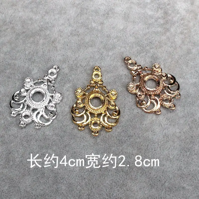 Golden Baroque Filigree Metal Base Pendant Retro Hollow Flower Frame Connector For DIY Jewelry Making Accessories Craft Supplies - Image 4