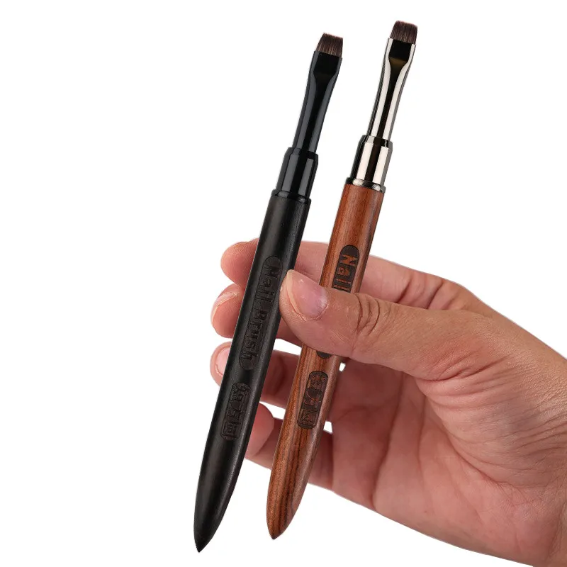 Brosse de peinture sur Gel en bois de santal, pour Nail Art, Extension de pointe de Gel, accessoire de constructeur en acrylique, pinceaux pour Nail Art, 1/2 pièces