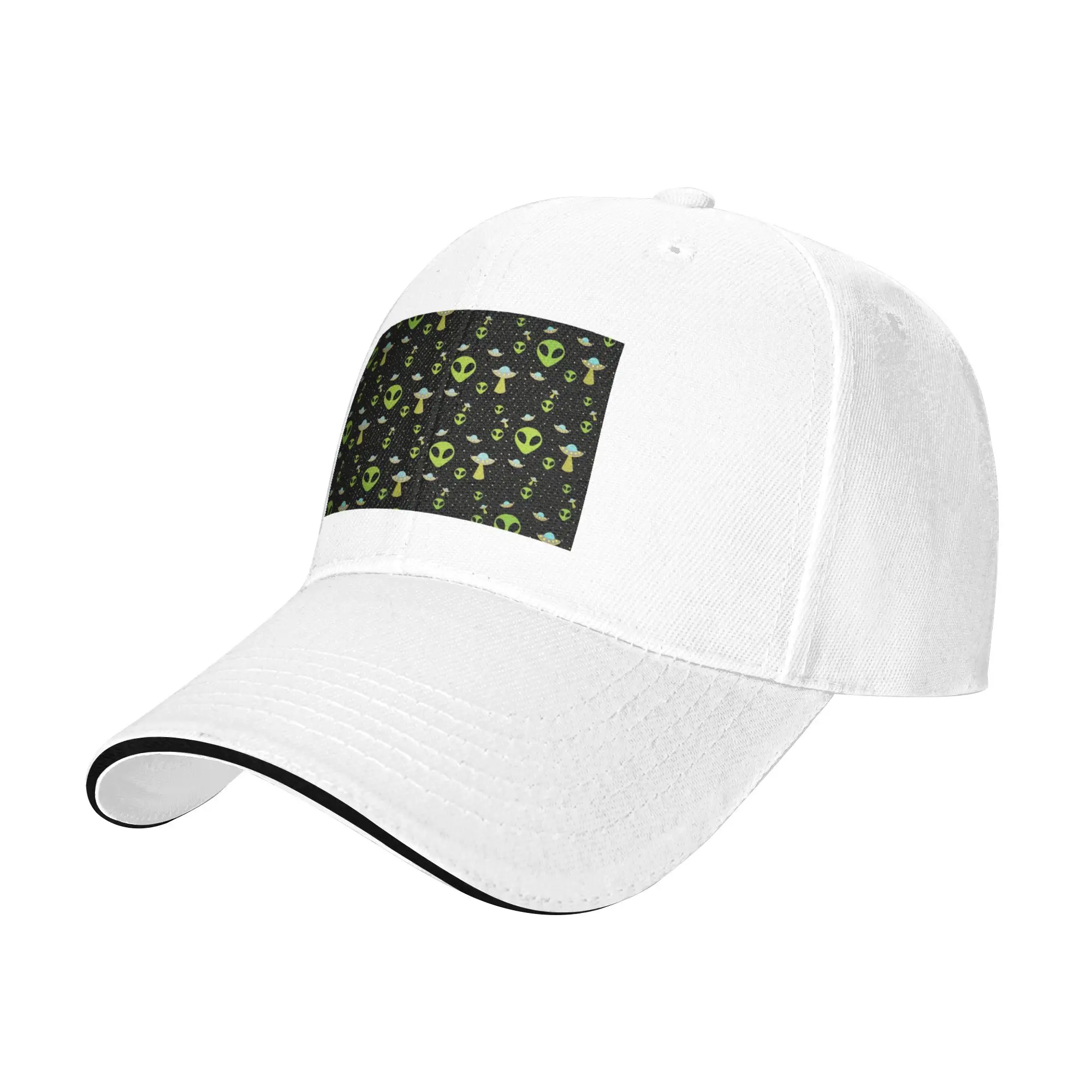 Green Alien Spaceship Pattern Cap Casual Baseball Caps Adjustable Hat Hip Hop Summer Unisex Baseball Hats Customizable