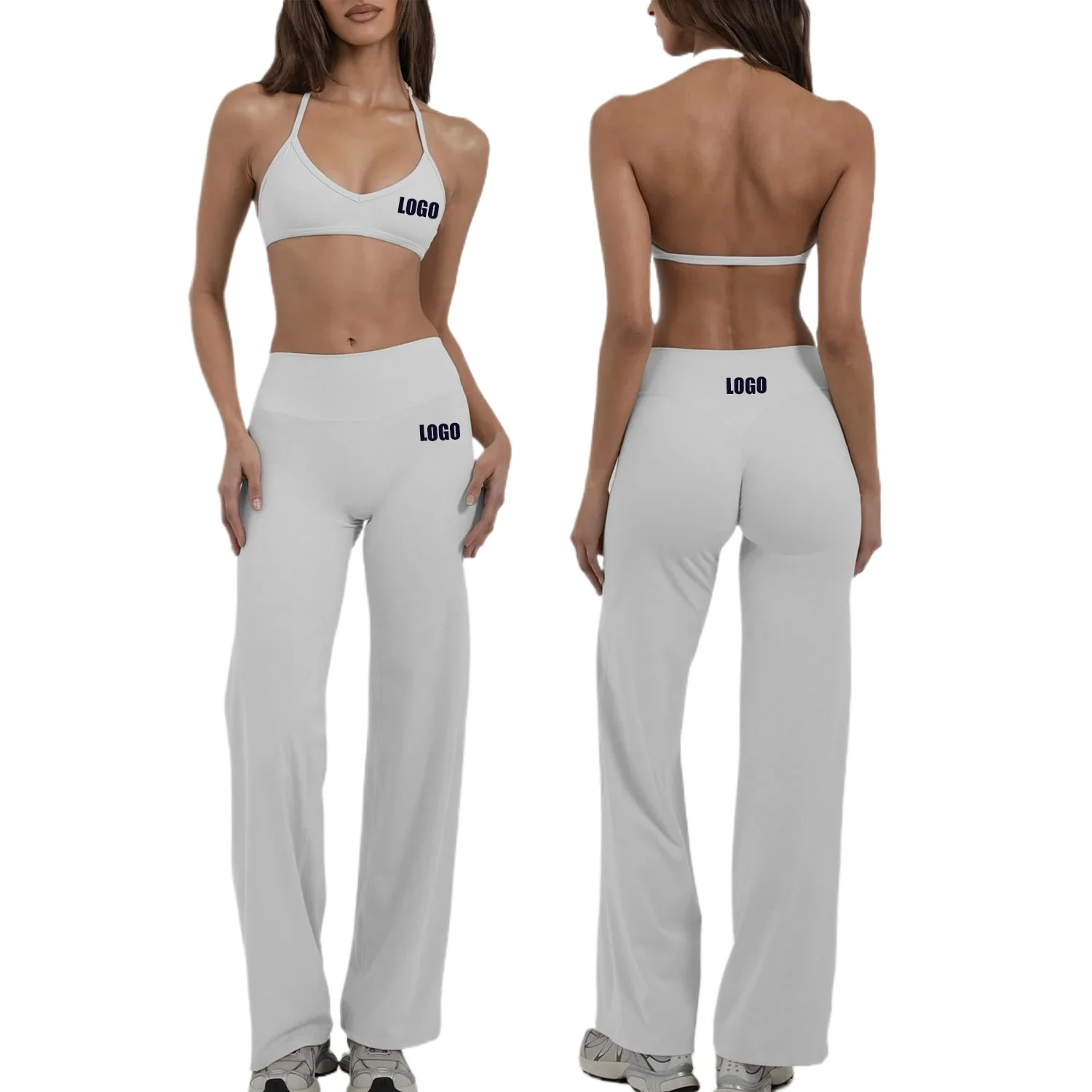 Custom LOGO women's new neck and chest underwear yoga fitness pants Pilates quick-drying two-piece set