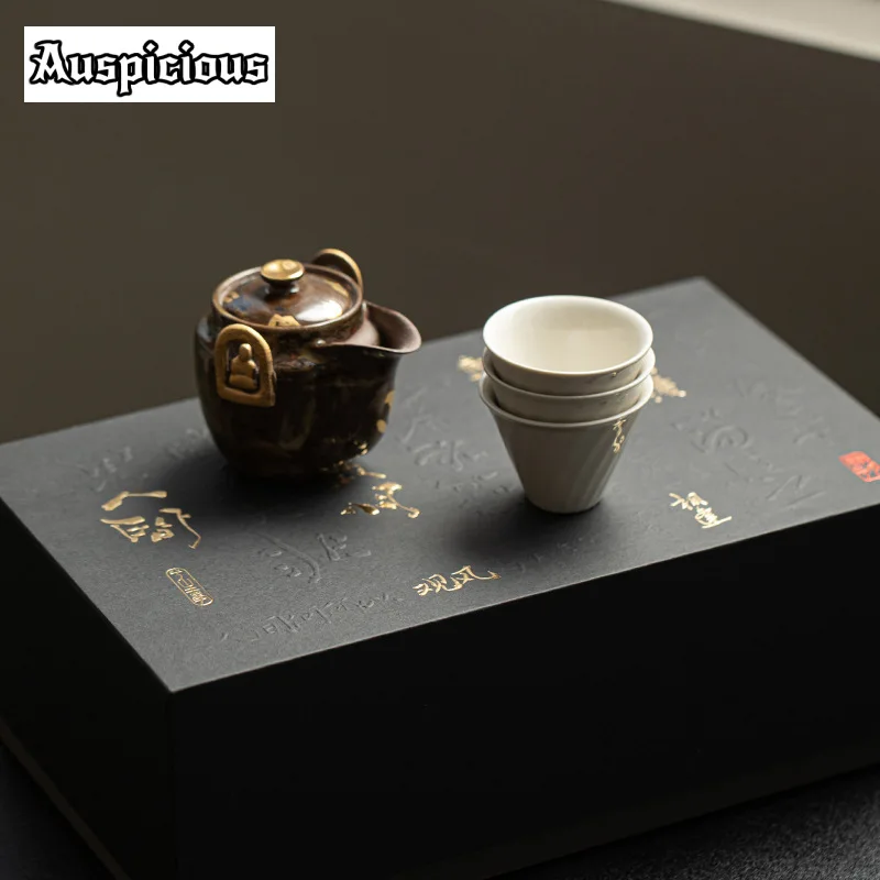 Japanese Wood-fired Porcelain Hand Grab Pot Tea Set Complete Set Tea Ceremony Set Teapot and Tea Cup Set Chinese Tea Set Gift