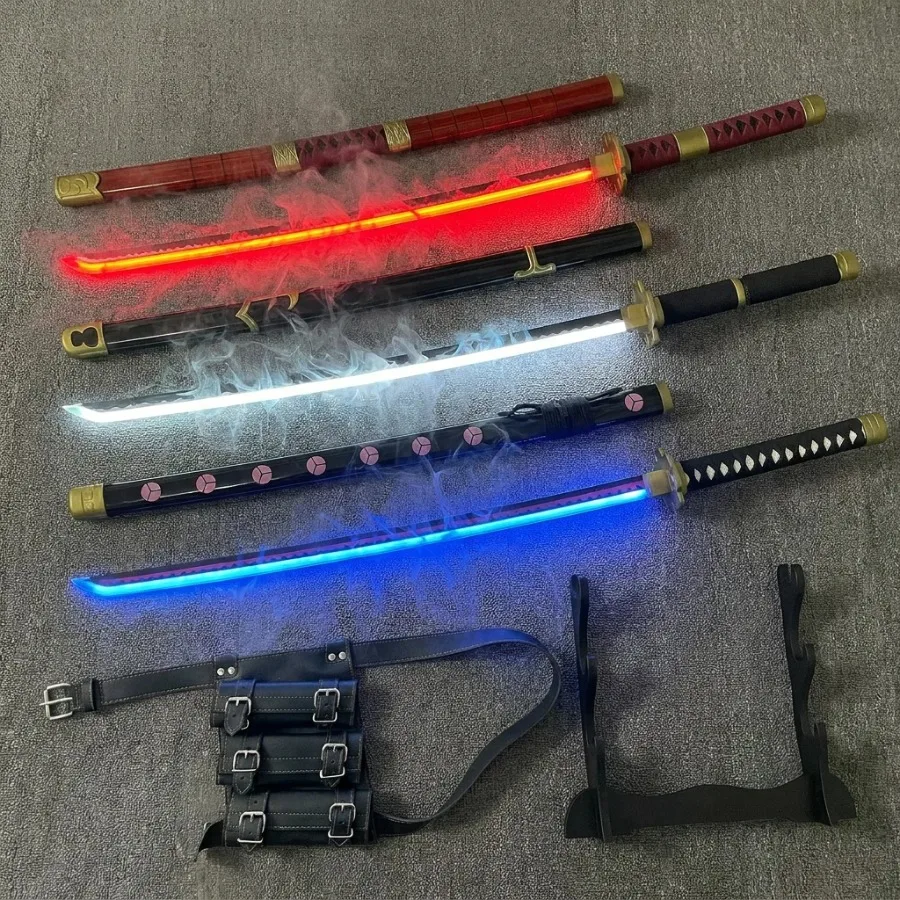 40inch One Piece Zoro Katana Anime Cosplay Prop LED Sabre Knife Vapor Luminous Smoke Effect Real Size 1;1 Scale Plastic Toy Gift