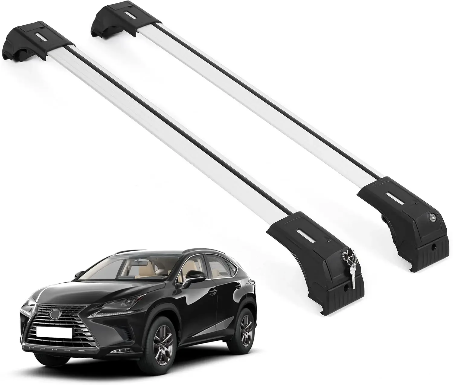 Roof Rack Cross Bars for Lexus NX NX200 NX200T NX300 NX300H 2015-2021 | Aluminum Crossbars with Anti Theft Lock for Rooftop | Co