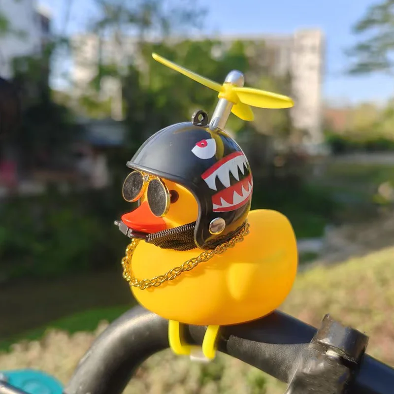 Bike Ornament Bicycle Horns Squeeze Rubber Duck with Straps Animal Pattern Helmet Propeller, Bike Bell for Cycling Sport Outdoor