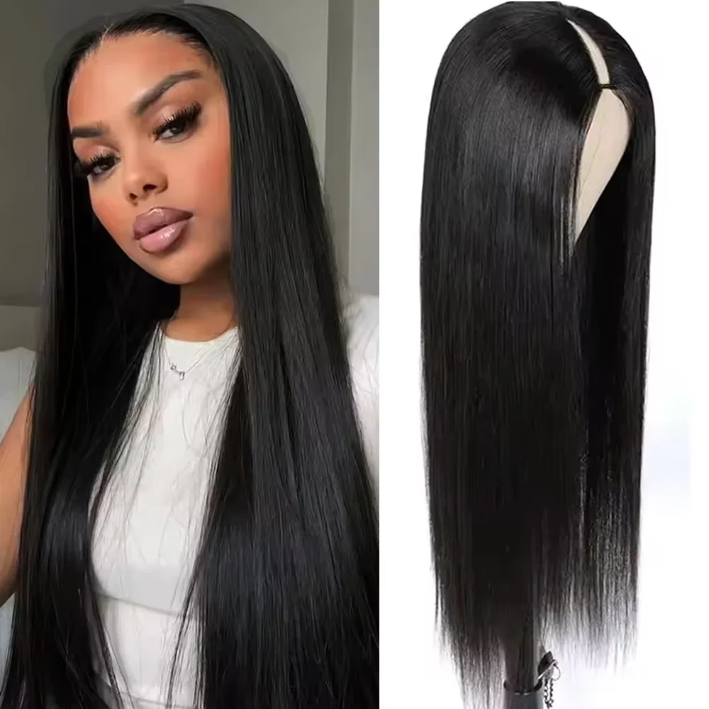32 Inches straight V Part Wig Human Hair No Leave Out Upgrade U Part Wigs Straight Human Hair Wigs For Women