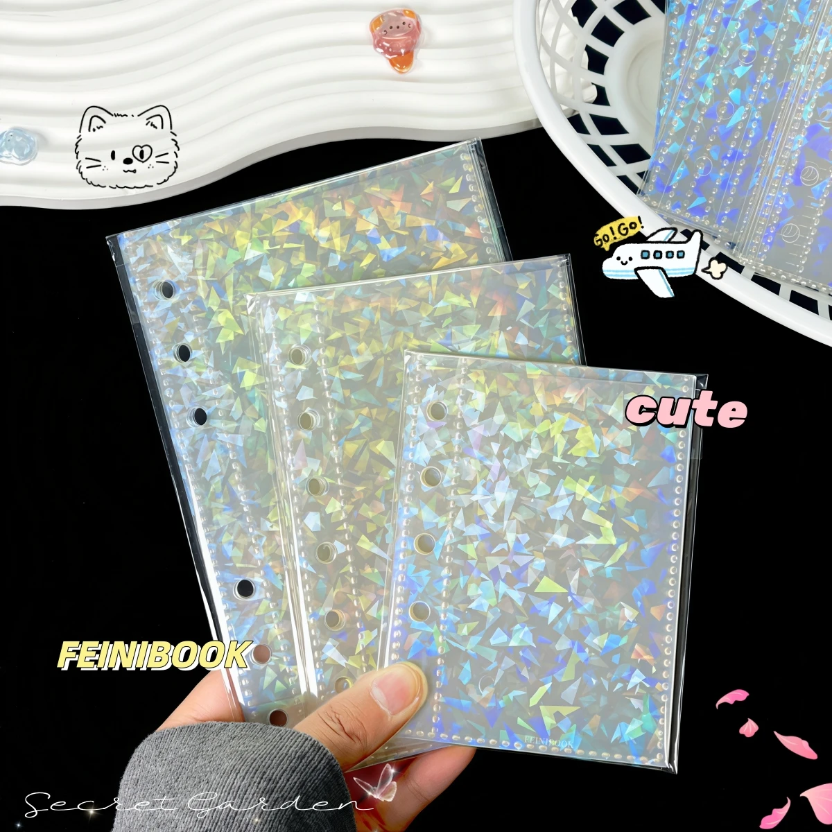 10/20/30 Sheets of A6/A7/M5 Colored Laser Glass-Clear Transparent Inner Pages, Sticker Storage, Refillable Inner Pages, Laser Loose-Leaf Inner Pages, High-Transparency Pp Material, Suitable for Scrapbooking, Sticker St