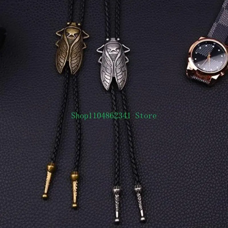 5asd chạm khắc Cicada Buckle Decor Bolo Tie cho nam nữ cô dâu vòng cổ đám cưới Western Cowboy Bolo Tie cho áo sơ mi