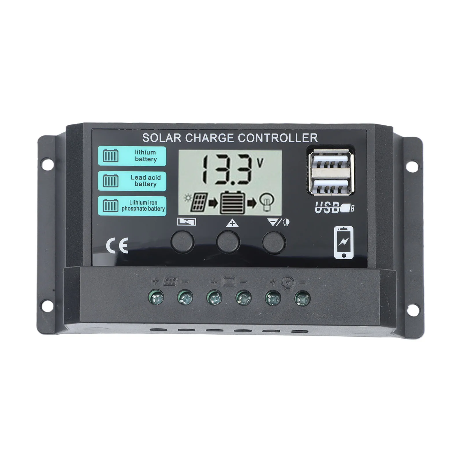 For Home Solar Lighting 12V Solar Controller Long-lasting Battery Protection Features Alternative Energy Generator