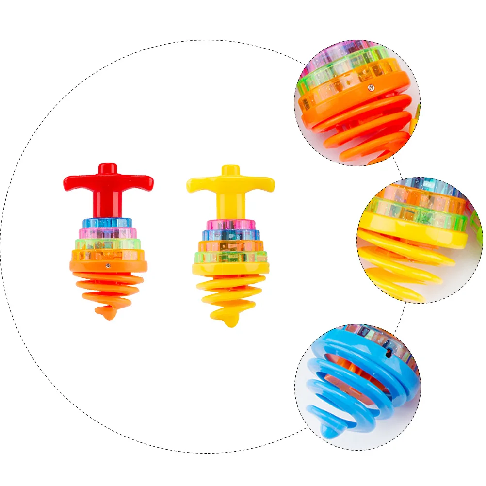 2 Pcs Colorful Flashing Top Gyro Toy for Kid Funny Plaything Plastic Kids Child