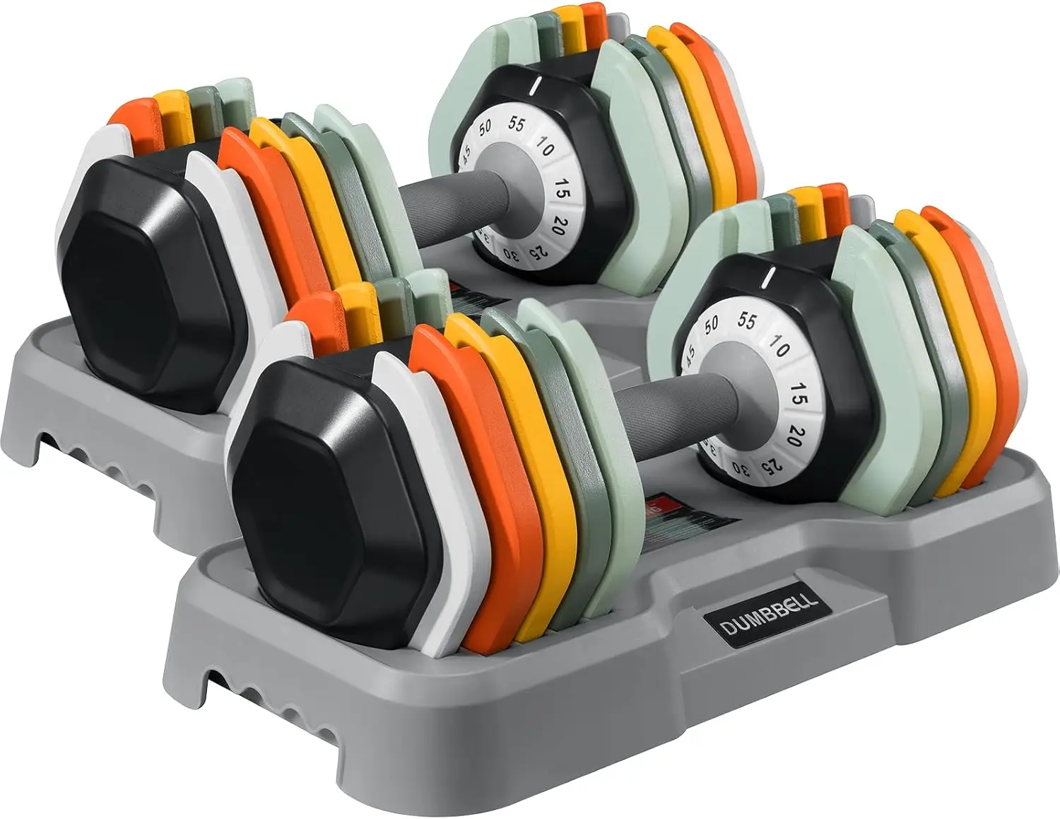 25/55 lbs Dumbbell Set, Anti-Slip Fast Adjust Turning Handle, Adjustable for Men and Women, Pair for Home Gym Exercise