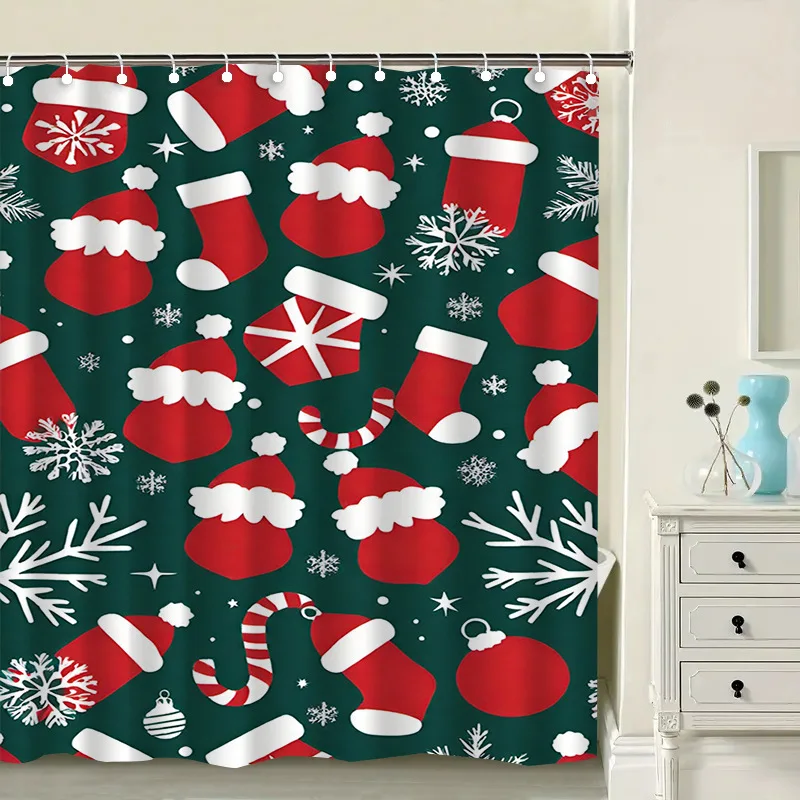 

Рождественские мультяшные снежинки, занавеска для душа, моющаяся грязеотталкивающая насадка для душа, водонепроницаемая полиэстеровая занавеска для ванны для домашнего декора