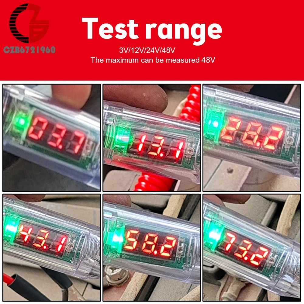 LCD Test Pen DC 3V-48V Electrical Automotive Tester Automotive Diagnostic Tools Auto Car Truck Motorcycle Circuit Voltage Tester