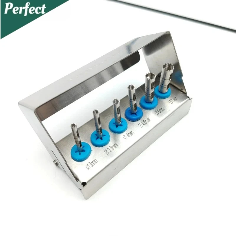 

6Pcs/set Dental Implant Drill Kit for Implantology Surgery – Long Trephine Burs, Titanium Alloy Surgical Dental Instruments Set