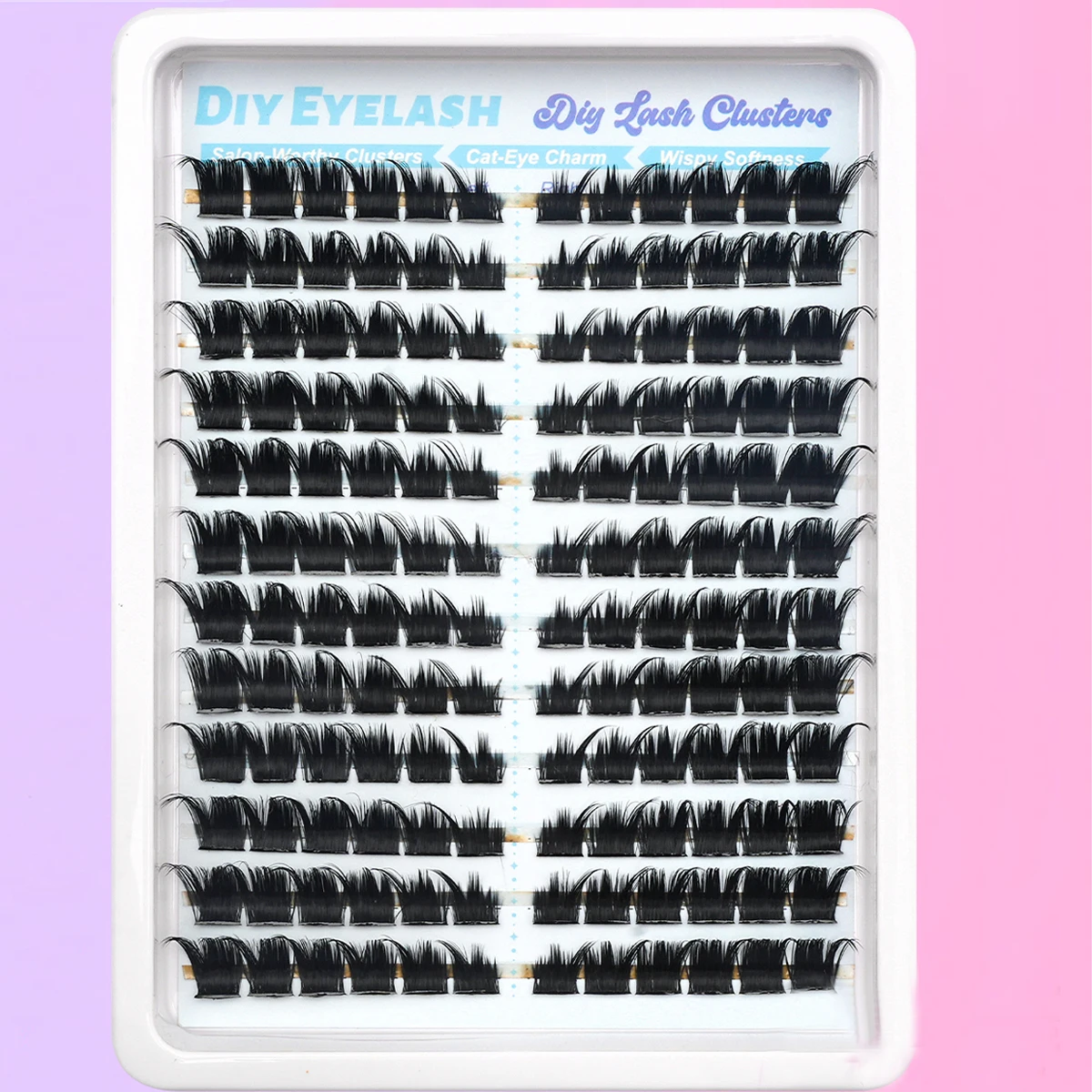 New 12 Rows Fox False Eyelash Slant Flying Style Black Brown Fluffy Clusters Extended False Eyelash Clusters DIY Fairy eyelashes