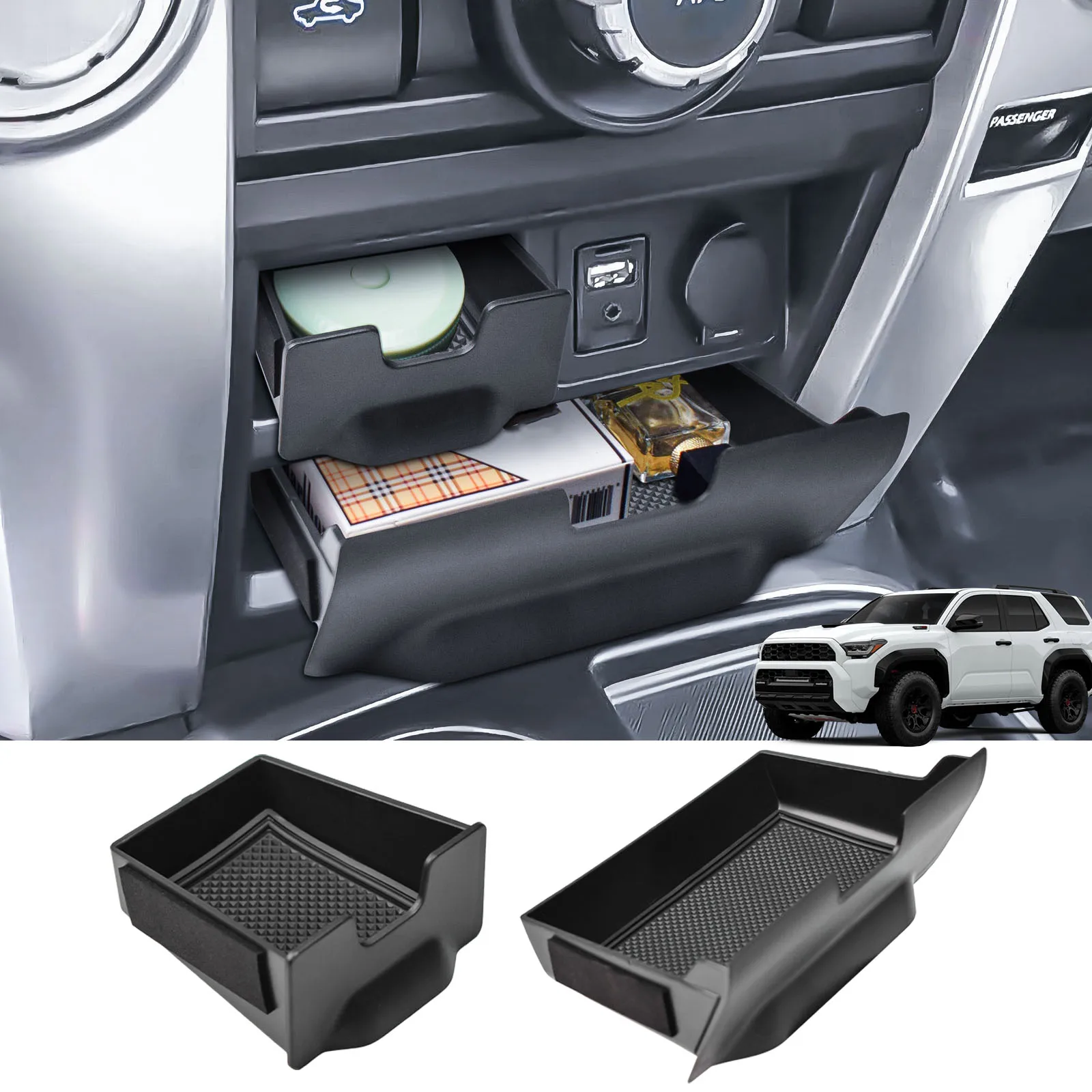 2PCS Center Console Storage Drawer Storage Box For Toyota 4Runner 2014-2022 2023 2024 Storage Cubby Box Organizer Accessories