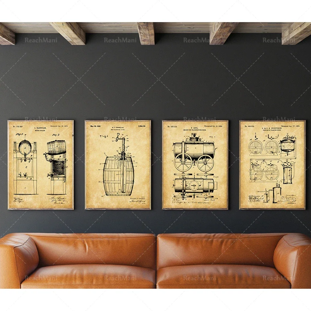 Beer Patents Prints, Beer Wall Decor, Beer Posters, Beer Art, Beer Pumps, Brewing Beer Canvas Print