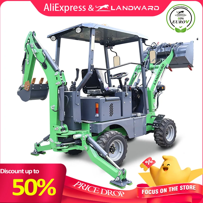 LANDWARD Electric Backhoe Loader Tool Customization Agriculture New Energy Small Battery Backhoe Loader Excavator Herramientas