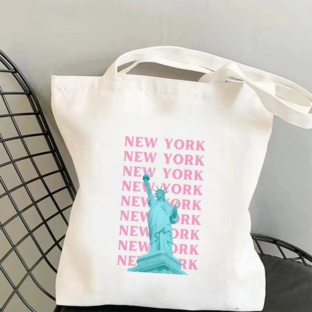 Bolso de mano con gráfico de la Torre Eiffel de Chicago y Londres, bolso de compras de lona con motivos de lugares emblemáticos de ciudades del mundo, bolso de compras espacioso para viajes para mujer