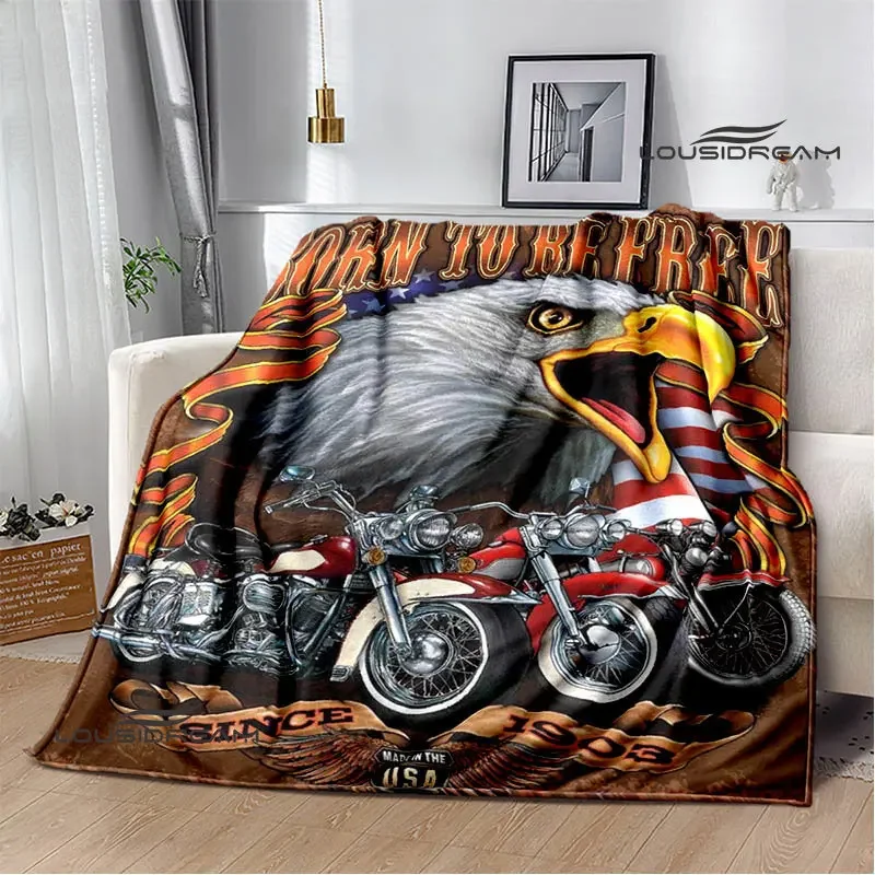 Motorcycle retro printing blanket Flange Warm Soft and comfortable picnic blanket bed linings birthday gift