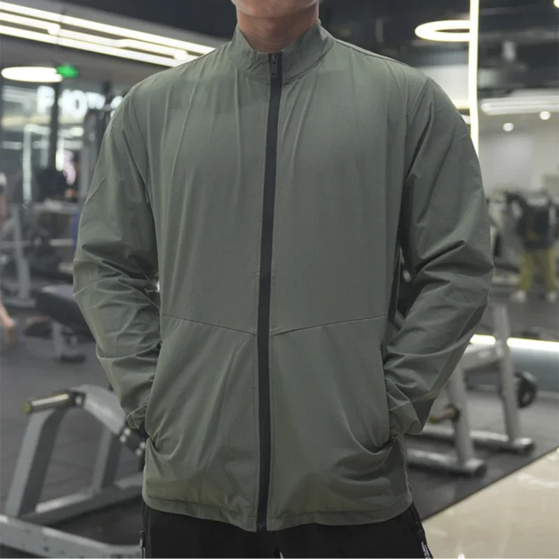 New Men Fitness Running Jacket Spring and Autumn Gym Outerwear Loose Casual Jogging Outdoor Stand-up Collar Tracksuit Sportswear