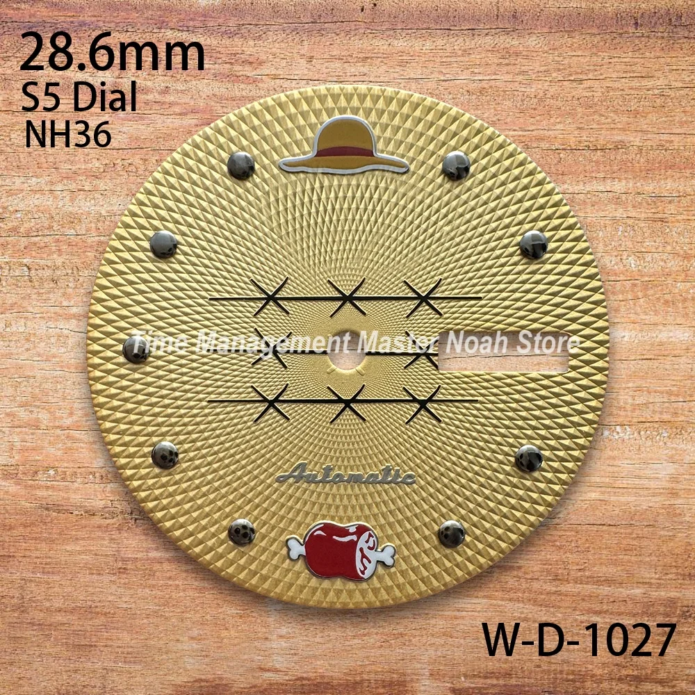 Mostrador com logotipo s 5, 28.6mm, adequado para movimento nh36, chapéu de palha, calendário duplo, acessórios de modificação de relógio de alta qualidade