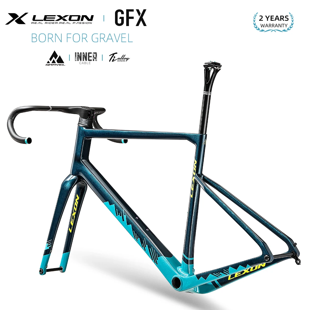 LEXON 700C GFX Full Carbon Gravel Bike Frameset 1210g BB86 Disc Brake Road Bike Frame Bar Set For Adventure Cycling Sizes XS- L