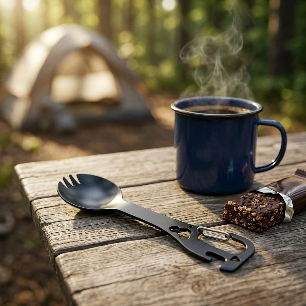 Hikers Multi-Function Utensil Camping Gear Portable Stainless Steel Spoon Fork Set Durable for Outdoor Travel Picnic