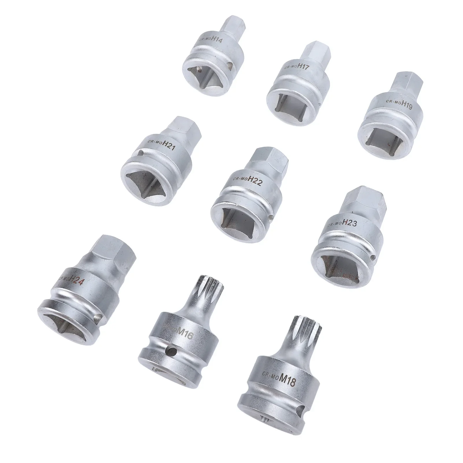 Spline Bit Socket Set Heavy Duty Cr‑mo 9 Pcs 3/4 Inch Drive  Hex Driver Set Construction with Storage Case for Car Repair