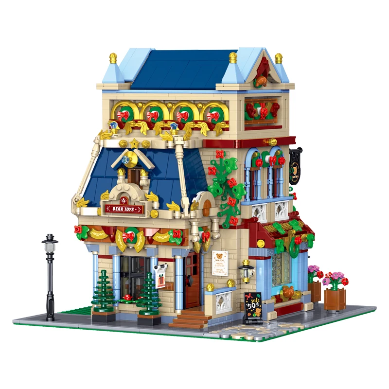 

IN STOCK MOC Idea City Street View Construction Bear Toy House Building Blocks Bricks Assembling Toys for Children Gift Set