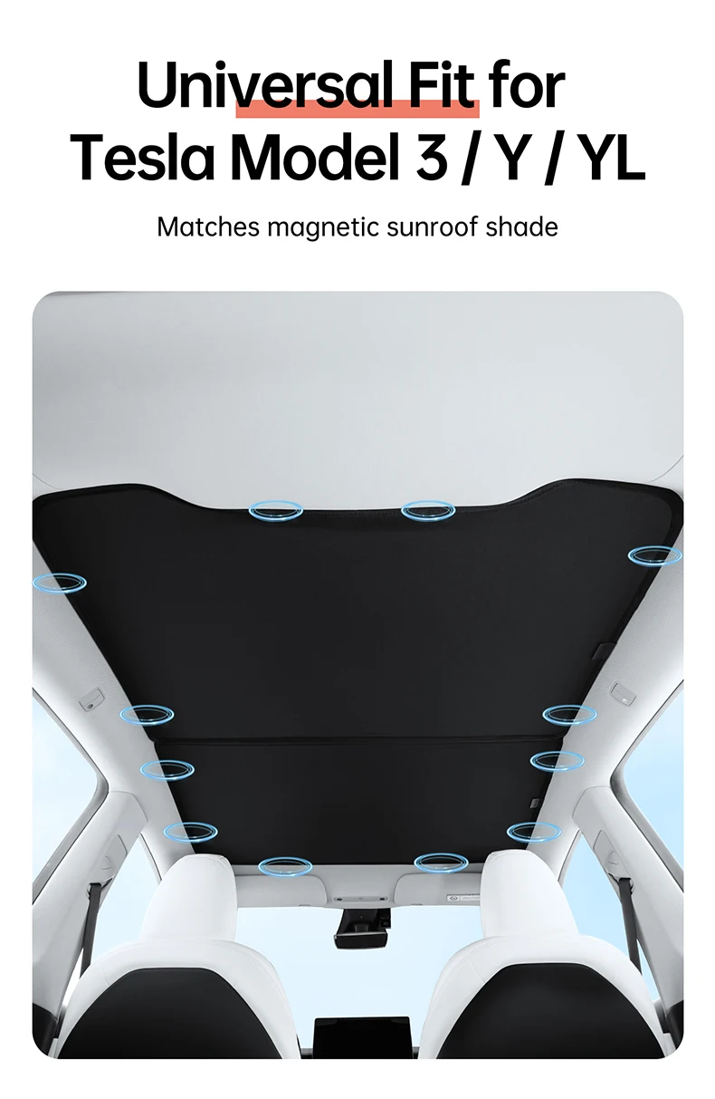 YZ für Tesla Model Y YL 3 Highland Juniper 2024-2026 Zubehör Sonnenschutz Verstärkte Magnetische Saugclips Schwarz - 3 Stück Schwarz – Detail 7
