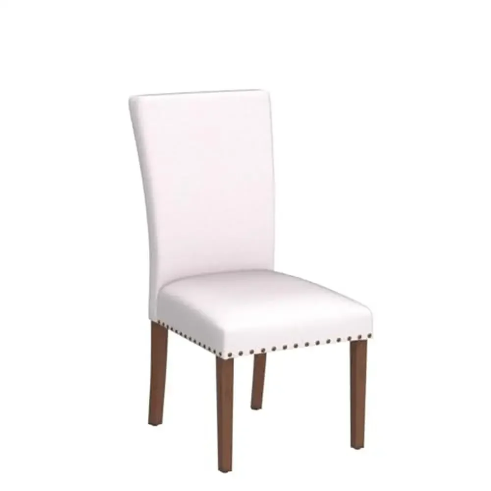 Set of 6 Upholstered Nailhead Dining Chairs with Thick Cushions and Wood Legs Dining Room or Kitchen Comfortable and Stable