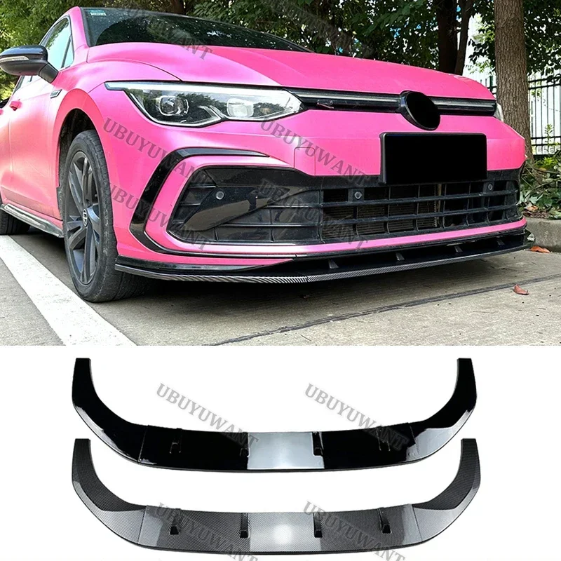 

For VolksWagen Golf MK8 3Pcs Front Chin Spoiler Bumper Splitters Front Lip Body Kits GTI GTD GTE R-Line 2020-2023