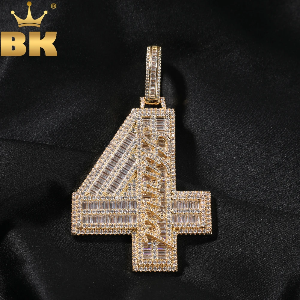 

TBTK Custom Big Baguettecz Number Pendant Personalized Cursive Mimi Name Letters Iced Out CZ Hiphop Jewelry For Men