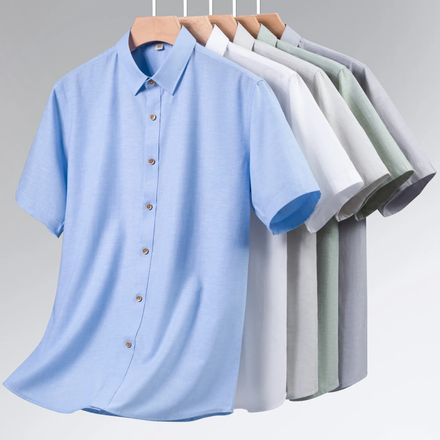 Men's Summer Modal Linen Cotton Short Sleeve Shirt Premium Business Casual Breathable Lightweight Solid Color Shirt Regular Fit