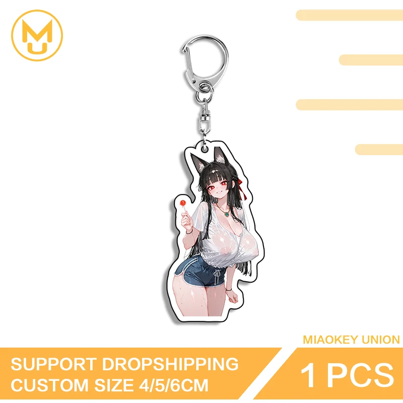 Fashion Hoshimi Miyabi Big Breasts Unique Chic Double Sided Acrylic Keyring Art Exquisite Creative Personality Amusing Jewelry