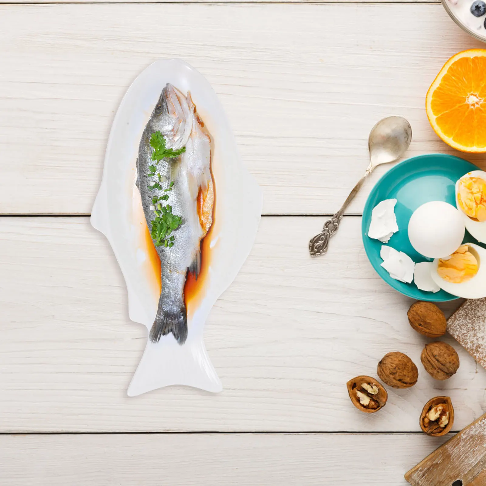 

Ceramic Fish Shaped Steamed Plate Unique Colorful Design Fish Serving Dish Decorative Food Tray Ideal for Dining Table