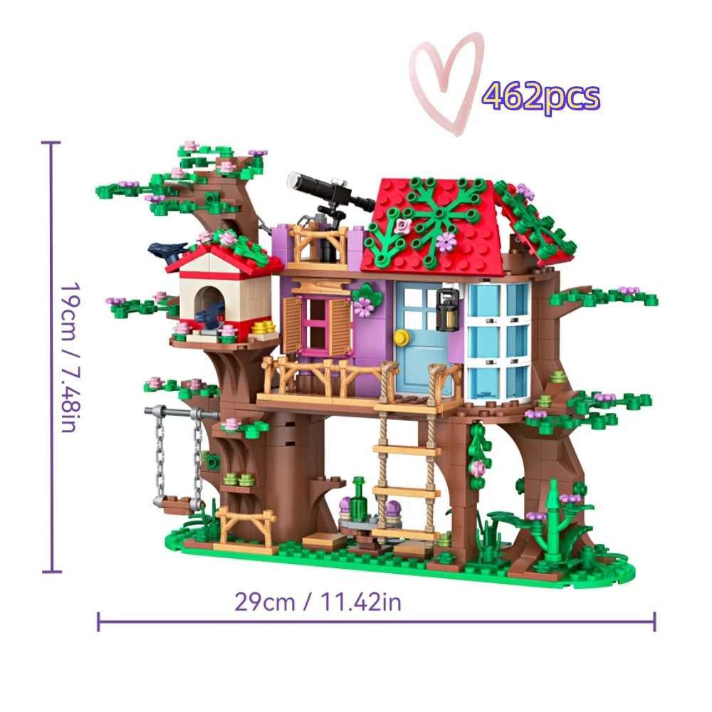 Set Arsitektur MOC Rumah Pohon Persahabatan Burung Impian DIY Kreatif, Mainan Dekorasi Meja DIY, Hadiah