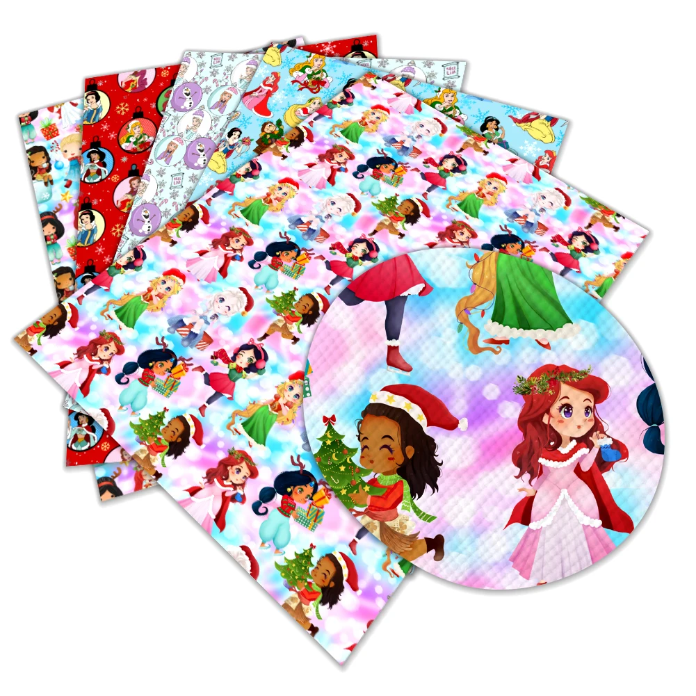 Princess Disney 30x22cm Printed Faux Leather Sheet Crafts Gift DIY Making Accessories Faux Leather