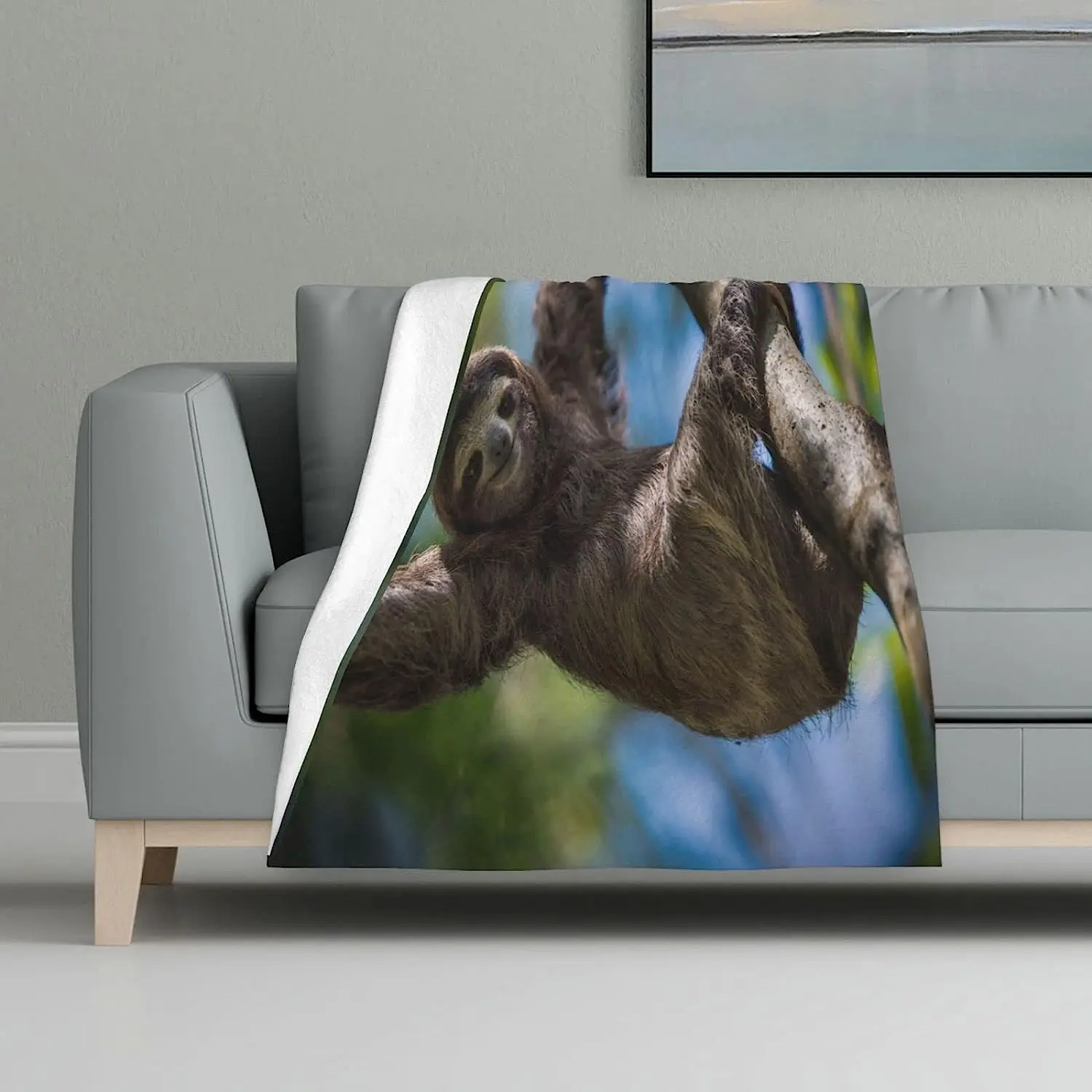 Happy Sloth Super Soft Blanket 48 x 32 Inches Wild Animal in Costa Rica Sofa Travelling Camping for Kids Adults