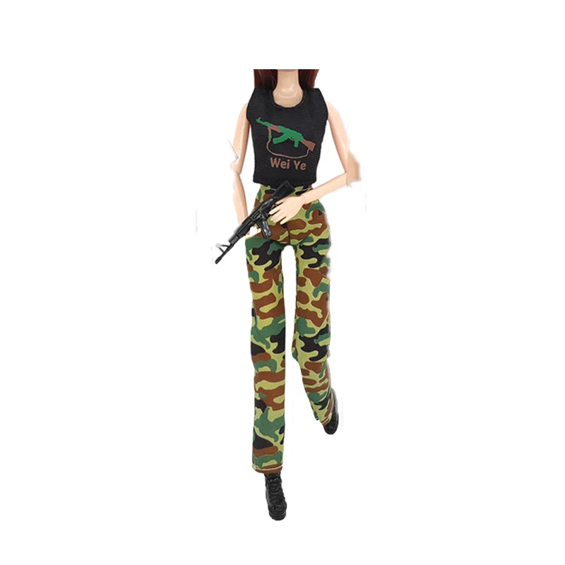 1/6 Handmade Fashion Cool Doll Clothes Camouflage Army Military Uniform for Barbie Doll Accessories Handmade Fashion Daily Suit