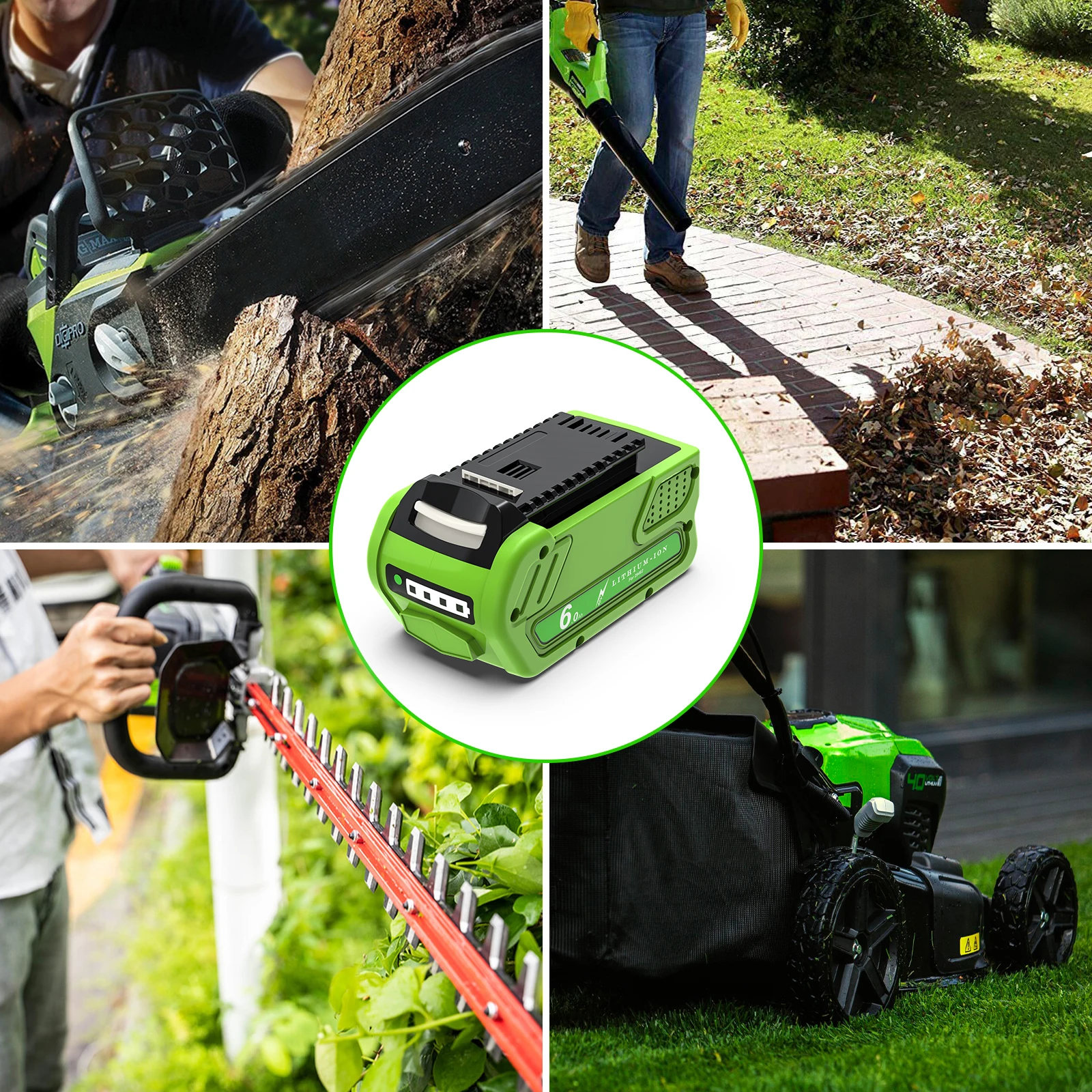 For Greenworks 40v Battery 40V 6000mAh Rechargeable Battery For 29462 29472 29282 Power Tools Batteries For GreenWorks 29462