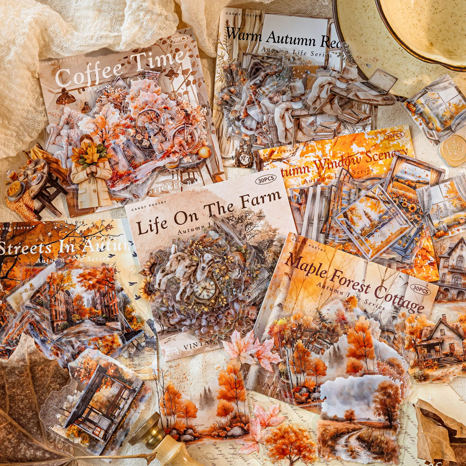 

12 упаковок/лот, серия «Осенняя жизнь», милая ретро декоративная наклейка для домашних животных