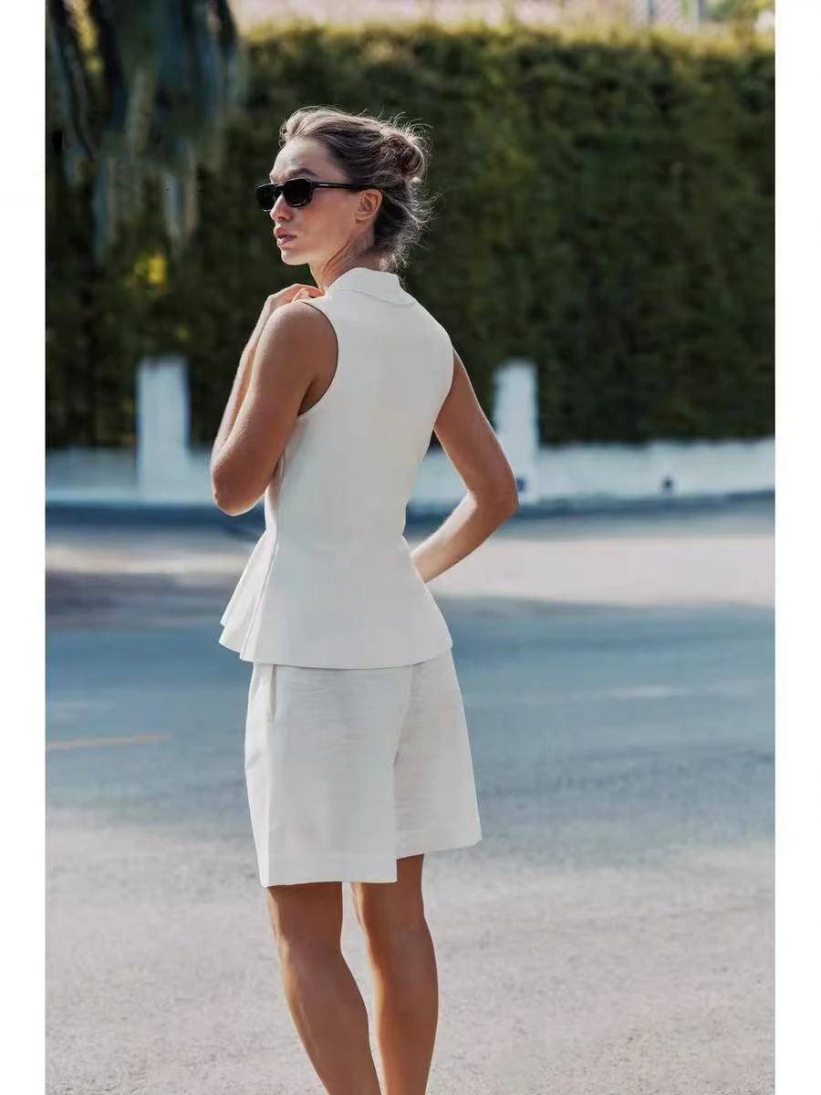 YY26196 ZA25 summer new women's clothing European and American style short skirt style hem knitted vest style top 4192060