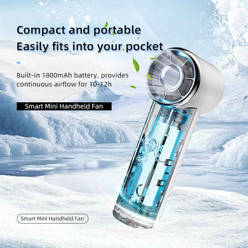 Outdoor Mini Handheld Fan With LED Display, 100 Level Free Control, Type-C Rechargeable Battery, Portable Handheld Fan, 12m/s