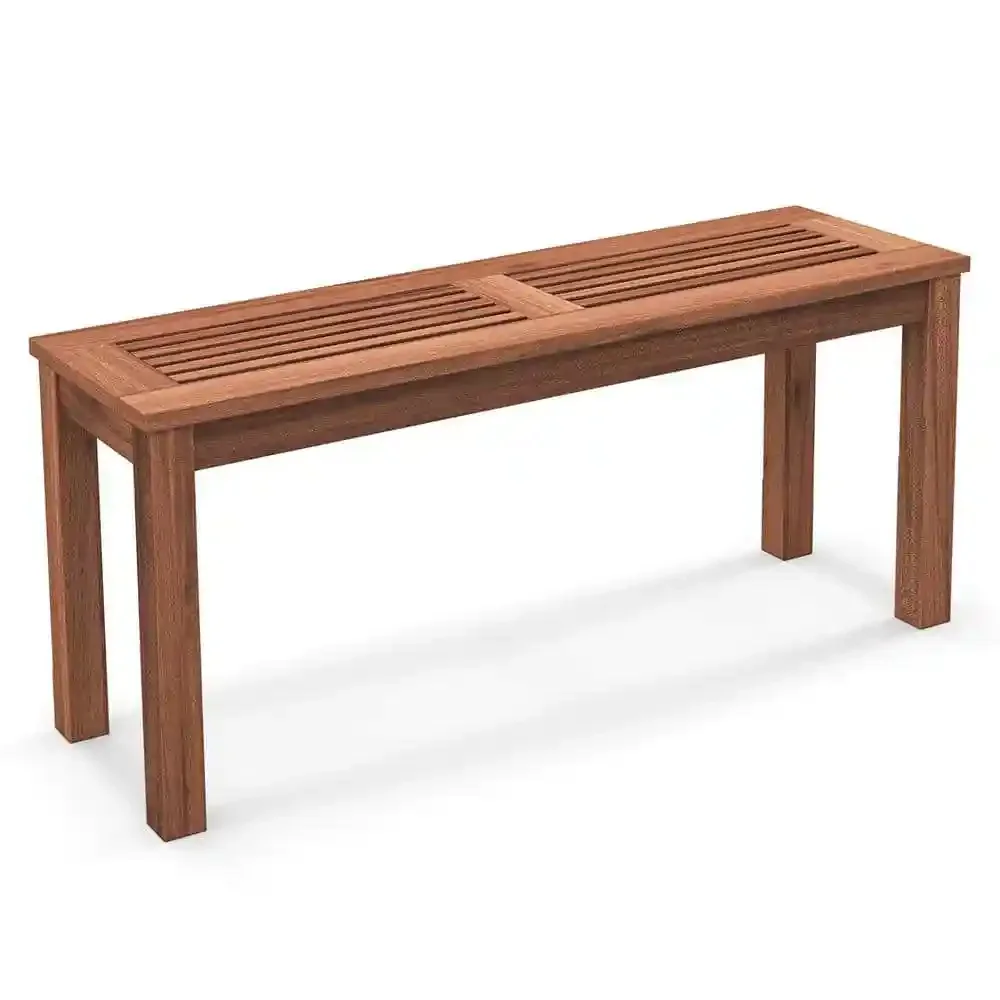 US  2-Person Outdoor Bench Patio Bench w/Slatted Seat Weather Resistant Solid Wood Frame