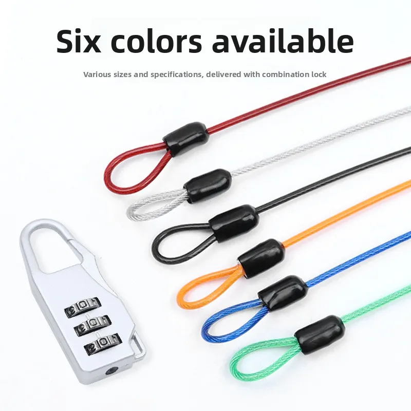 49 Strand Coated Steel Wire Rope Combination Lock For Car Cover Luggage Anti Theft Outdoor Clothesline 1M 1.5M 2M