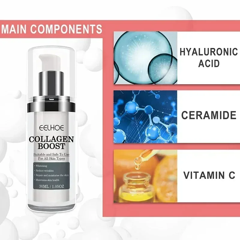 Women Maintain Collagen Boost Serum Essential Oil Collagen Booster for Face Hyaluronic Acid Essence Unisex Fade Facial Fine Line