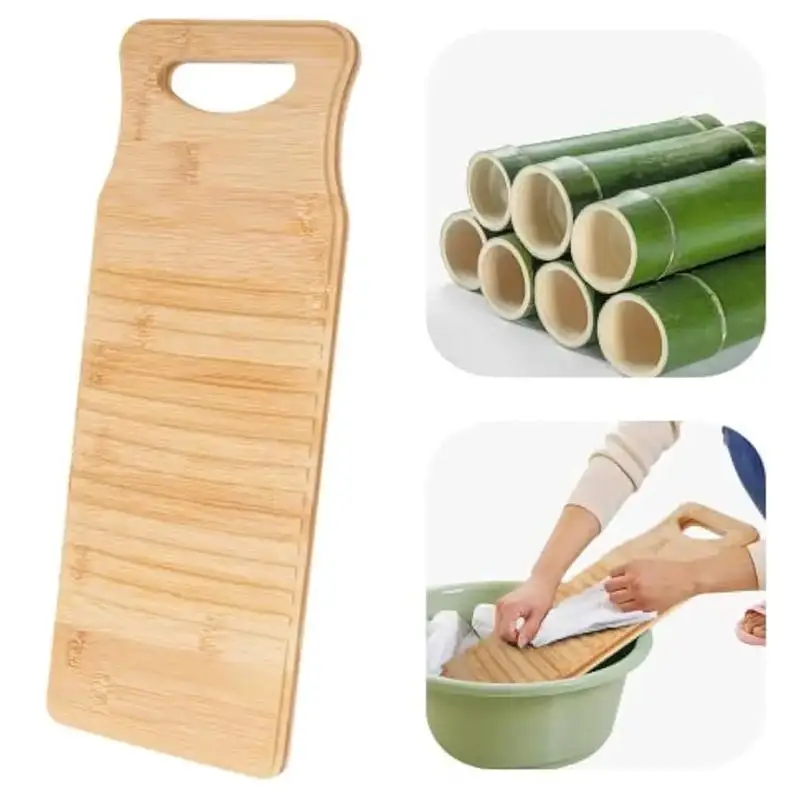 Bamboo Washboard Gentle on Fabric Durable Ridged Surface Natural Material Portable for Hand Washing Delicate Clothes Home Use